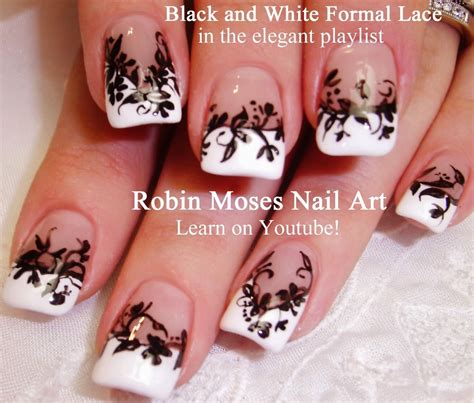 white nails with black flowers|cute nails with flowers.